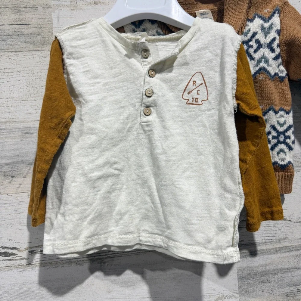 Rylee + Cru Cat&Jack Osh Kosh Baby Boy 3-12m Brown Cream Bundle Nordic Boho GUC*